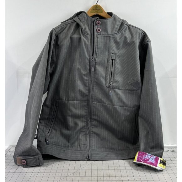686 Men’s Sz. L Waterproof Hooded Snowboard Jacket Gray Pinstripe - Picture 1 of 11